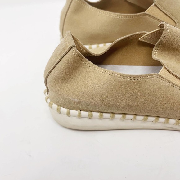 Dav Womens Size 6 Cream White Suede Slip On Sneakers Comfort Round Toe Leather - Picture 7 of 10